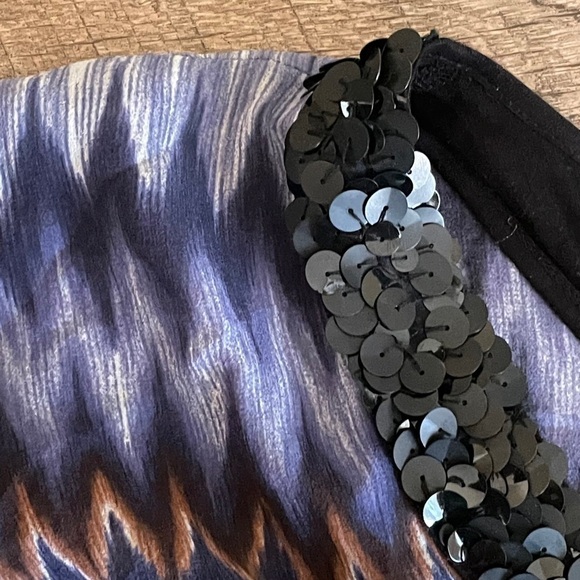 Velvet by Graham & Spencer Silk Sequin Chevron Ikat Blouse S Sheer Boho USA Made - Picture 4 of 9